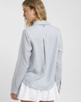 Blusa manga larga mujer basic rayas celeste Froens