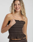 Blusa sin mangas panal café Froens