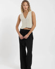 Blusa sin mangas Vest tejido beige Froens