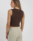 Blusa sin mangas Vest tejido café Froens