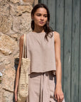 Blusa mujer Caulle beige - Lino - Frøens
