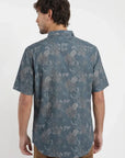 Camisa manga corta Flores azul - Viscosa Froens
