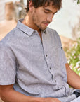 Camisa manga corta Líneas Flores taupe Froens