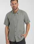 Camisa manga corta lino olivo Froens