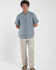 Camisa manga corta azul - Lino - Frøens