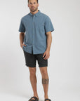 Camisa manga corta texture celeste Froens