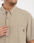 Camisa manga corta Texture beige lineas Froens