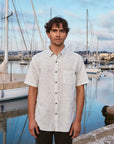 Camisa manga corta texture Monstera gris - Algodón orgánico - Frøens