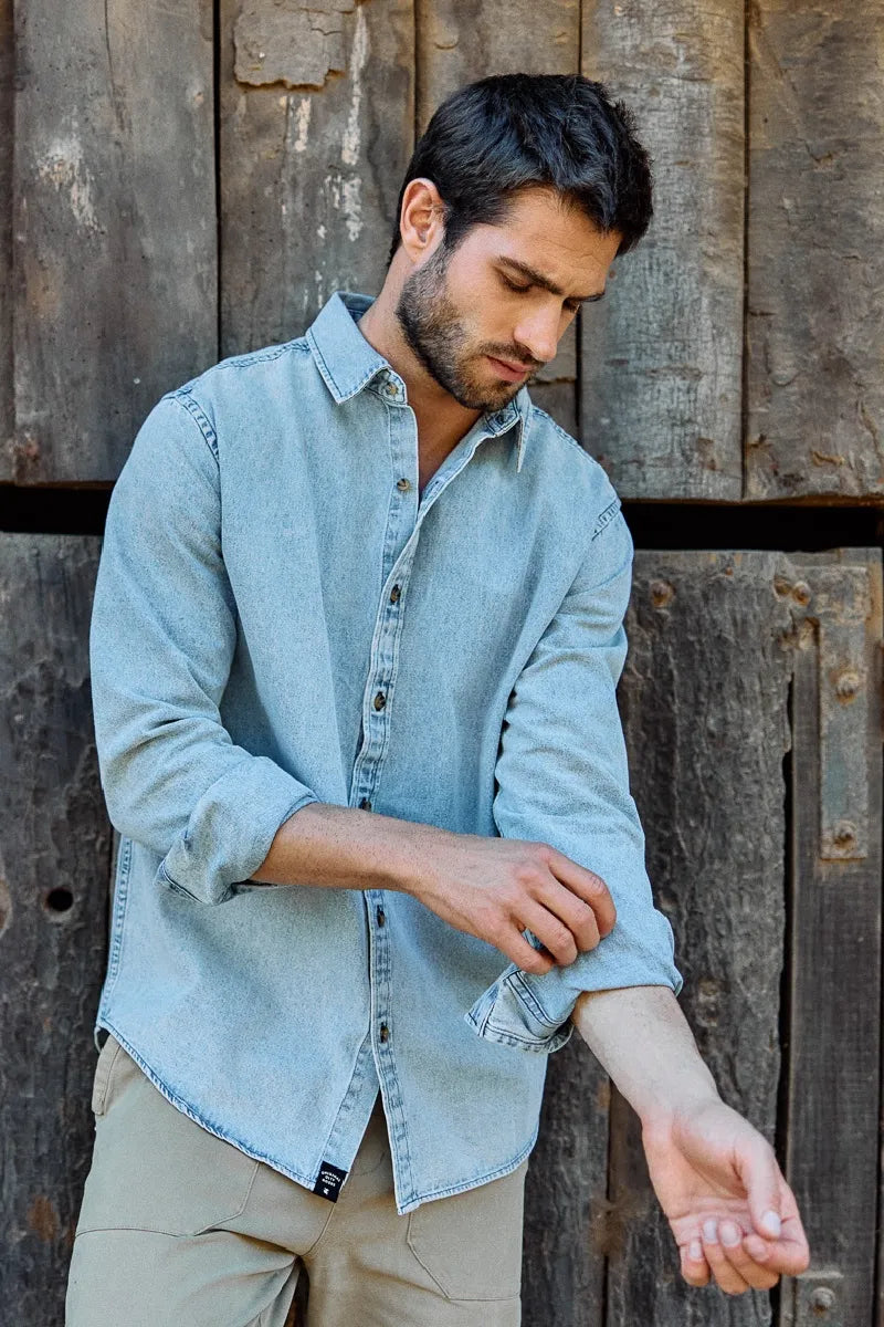 Chaqueta Mezclilla Camisa Mezclilla Hombre Chile Camisa Manga