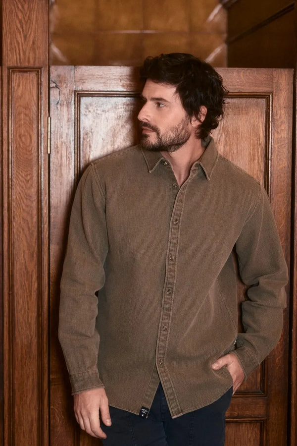 Camisa manga larga Waffle olivo