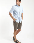 Camisa manga corta Classic celeste - Lino y algodón orgánico - Frøens