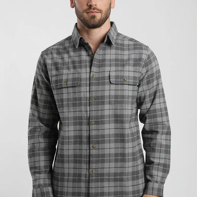 Camisa manga larga Print Franela gris - Algodón orgánico