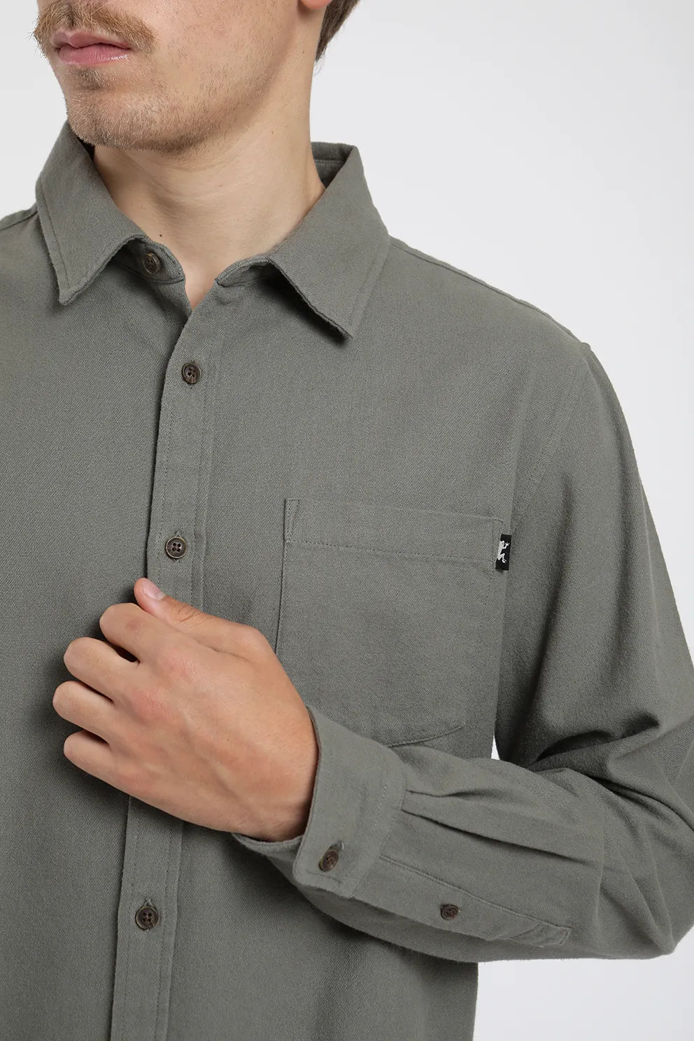 Camisa manga larga hombre Franela verde Algodón orgánico – Froens