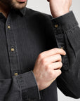 Camisa manga larga hombre Denim grafito - Algodón orgánico - Frøens