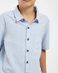 Camisa manga corta kids classic celeste - Lino y algodón orgánico