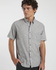 Camisa manga corta Líneas Flores taupe - Algodón orgánico - Frøens