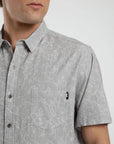 Camisa manga corta Líneas Flores taupe - Algodón orgánico - Frøens