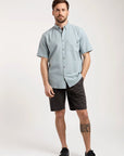 Camisa manga corta Classic petroleo - Algodón orgánico + lino - Frøens