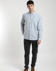Camisa manga larga hombre Basic celeste - Algodón orgánico + lino