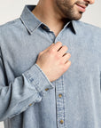 Camisa manga larga hombre Denim celeste - Algodón orgánico