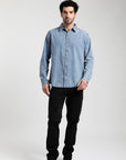 Camisa manga larga hombre Denim celeste - Algodón orgánico