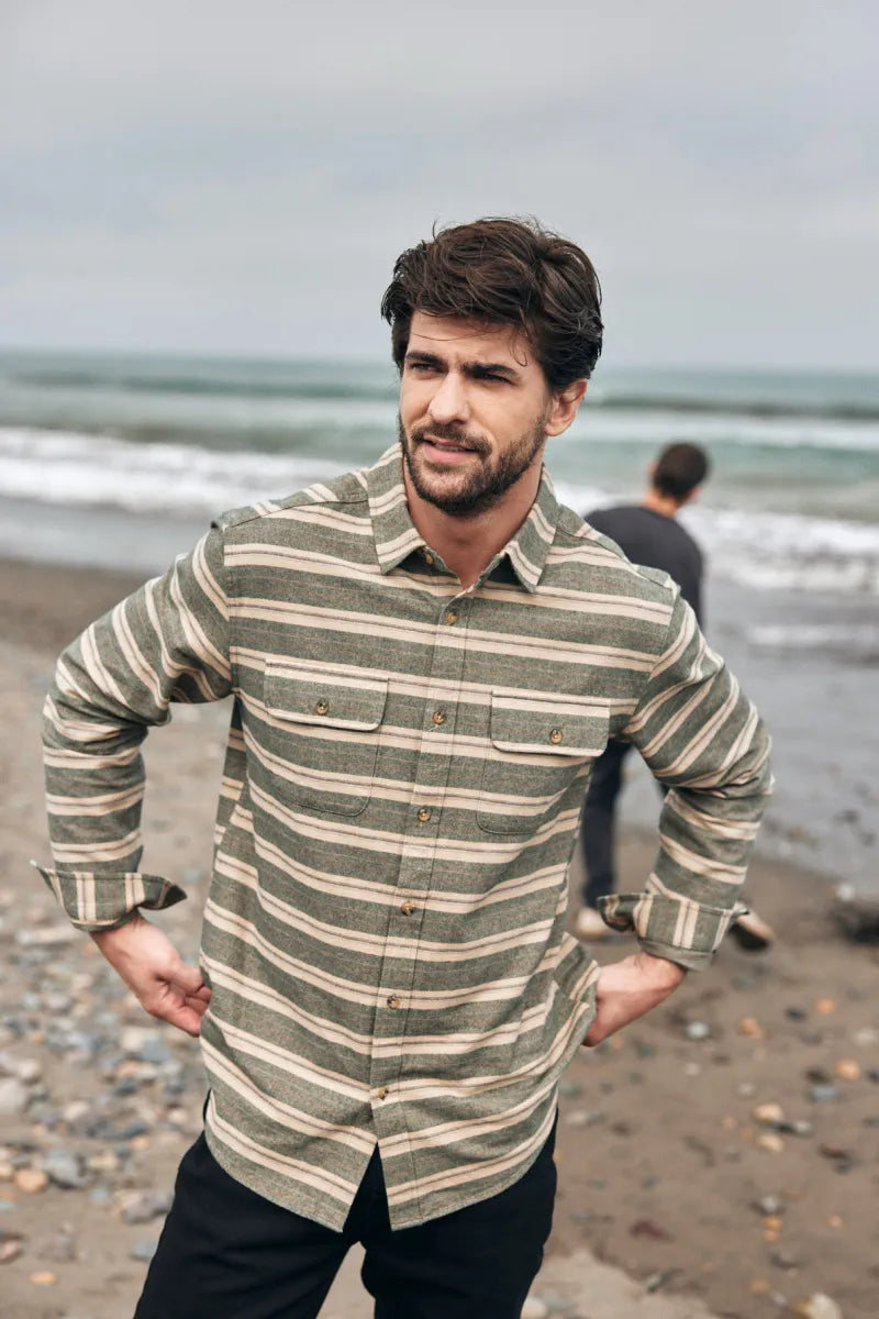 Camisa manga larga Print Franela petróleo - Algodón orgánico