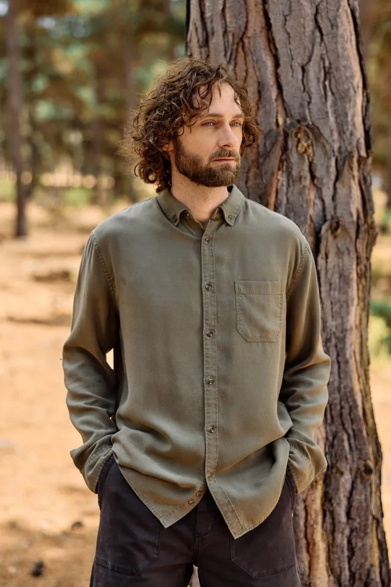 Olive Green Camisa Verde Olivo Para Hombres CAMISA VERDE OLIVA