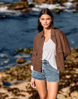 Chaqueta mujer Lirio café - Lino - Frøens