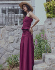 Falda larga mujer smock burdeo Froens