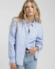 Blusa manga larga Poppy azul - Algodón orgánico - Frøens
