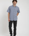 Camisa manga corta Classic celeste - Algodón orgánico y lino - Frøens