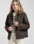 Chaqueta mujer Rocío café - Algodón orgánico waxed - Frøens