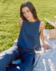 Blusa sin mangas Caulle azul