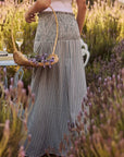 Falda larga Smock rayas gris