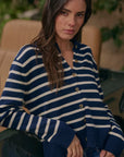Chaleco mujer natal rayas azul
