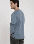 Polera manga larga hombre Plain azul - Algodón orgánico - Frøens