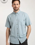 Camisa manga corta Classic petroleo - Algodón orgánico + lino - Frøens