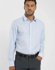 Label - Camisa manga larga Non iron stripes azul Froens
