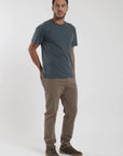 Label - Polera manga corta hombre Slim azul Froens