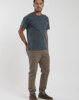 Label - Polera manga corta hombre Slim azul Froens