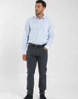Label - Camisa manga larga non iron stripes azul