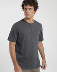 Polera manga corta hombre Mao grafito - Algodón orgánico