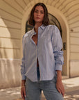 Blusa manga larga Poppy azul - Algodón orgánico - Frøens