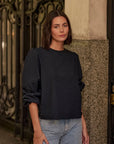 Blusa manga larga Bou negro - Algodón orgánico - Frøens