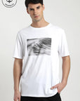 Polera manga corta hombre Foto océano blanco - Algodón orgánico