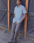 Pantalón hombre lino taupe Froens