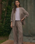 Pantalón mujer Docas rayas café