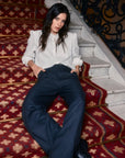 Pantalón mujer Moca rayas gris - Lana