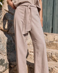 Pantalón mujer Mara beige - Lino - Frøens