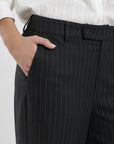 Pantalón mujer Moca rayas gris - Lana
